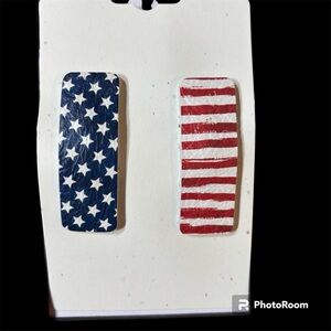 Patriotic Star and Stripe Snap Hair Clips Red, White and Blue Handmade